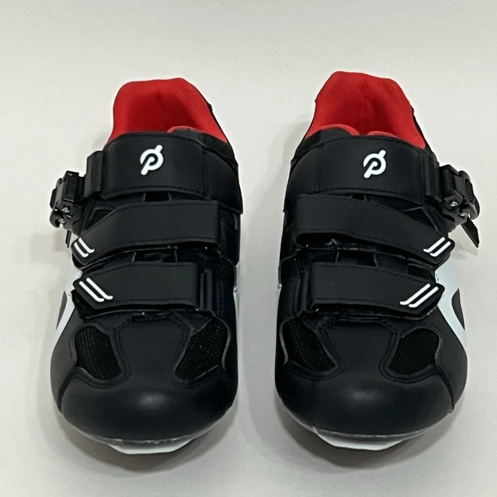 Peloton Cycling Bike Shoes Black Red Size 43 Unisex Men Size 10 / Women Size 12